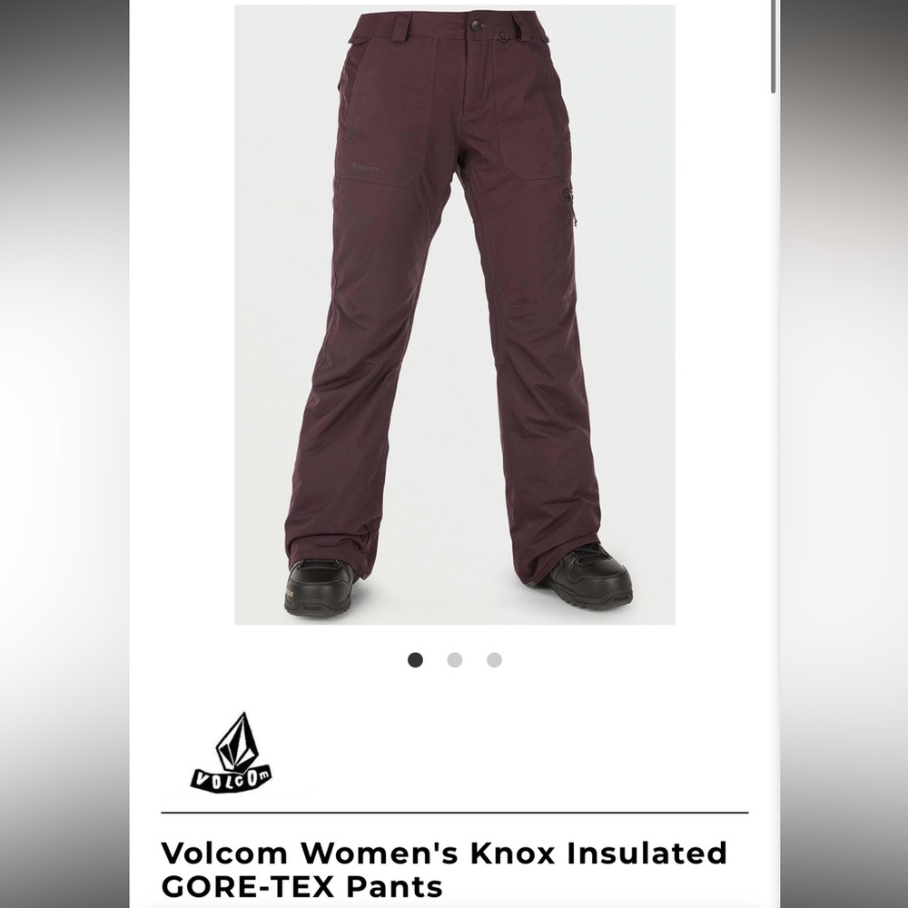 BNWOT Volcom Women's Knox Insulated Gore-Tex Pants - M / Merlot